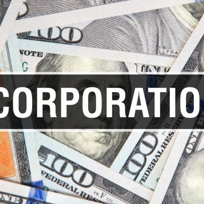 S Corporations text Concept Closeup. American Dollars Cash Money,3D rendering. S Corporations at Dollar Banknote. Financial USA money banknote Commercial money investment profit concept